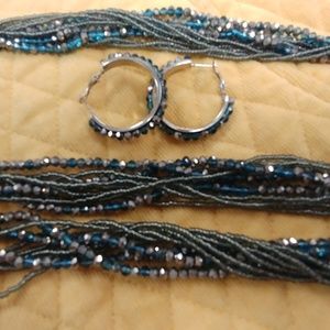 Premier Design Teal Crystal twisted rope necklace